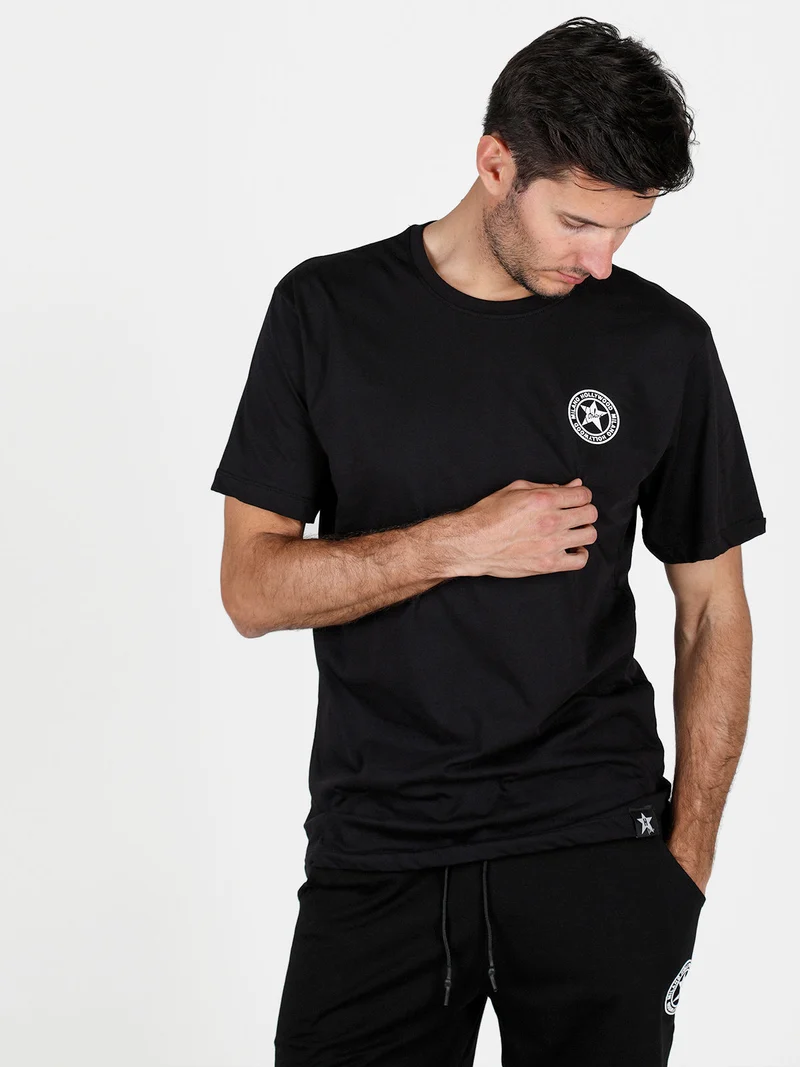 T-shirt girocollo da uomo in cotone - nero