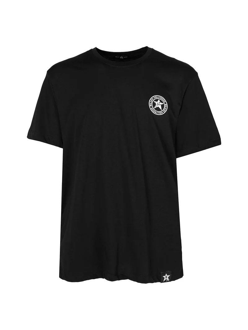 T-shirt girocollo da uomo in cotone - nero