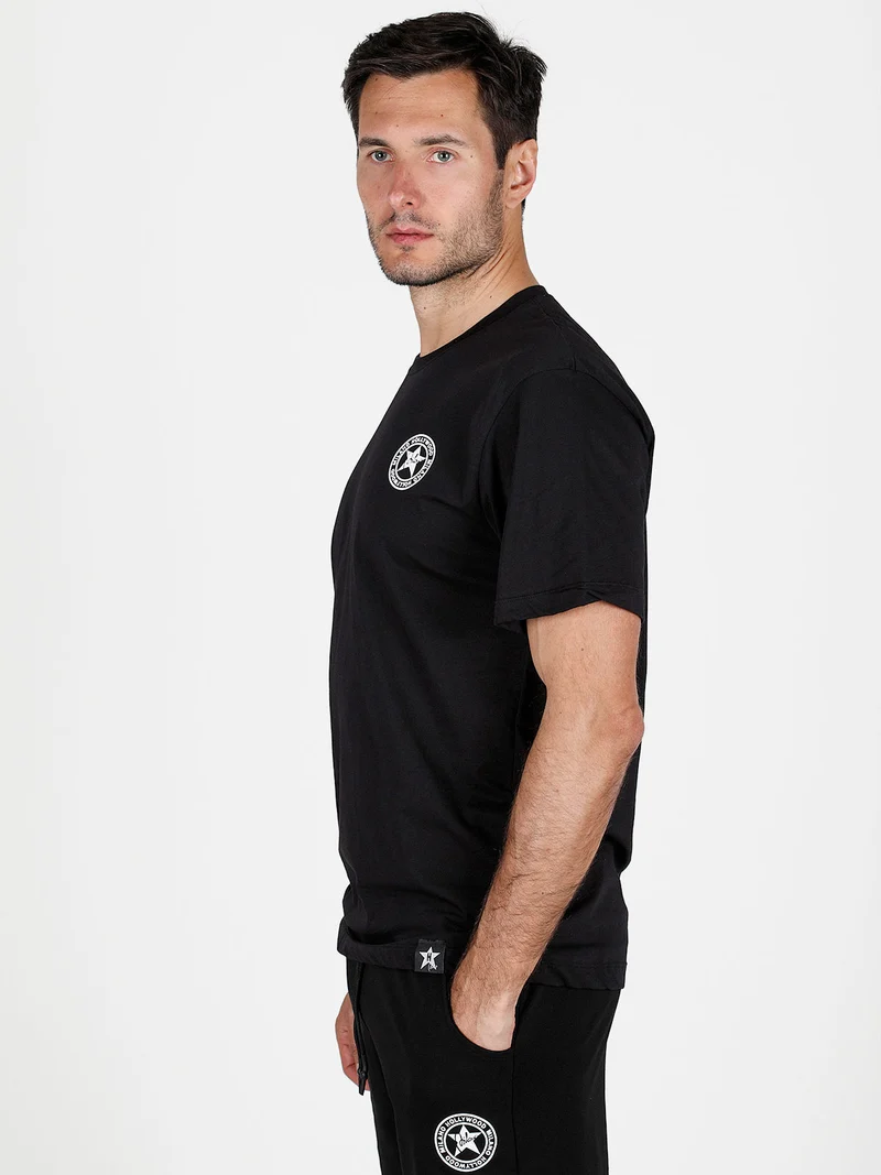 T-shirt girocollo da uomo in cotone - nero