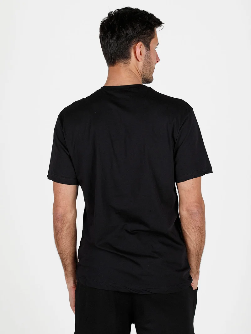 T-shirt girocollo da uomo in cotone - nero