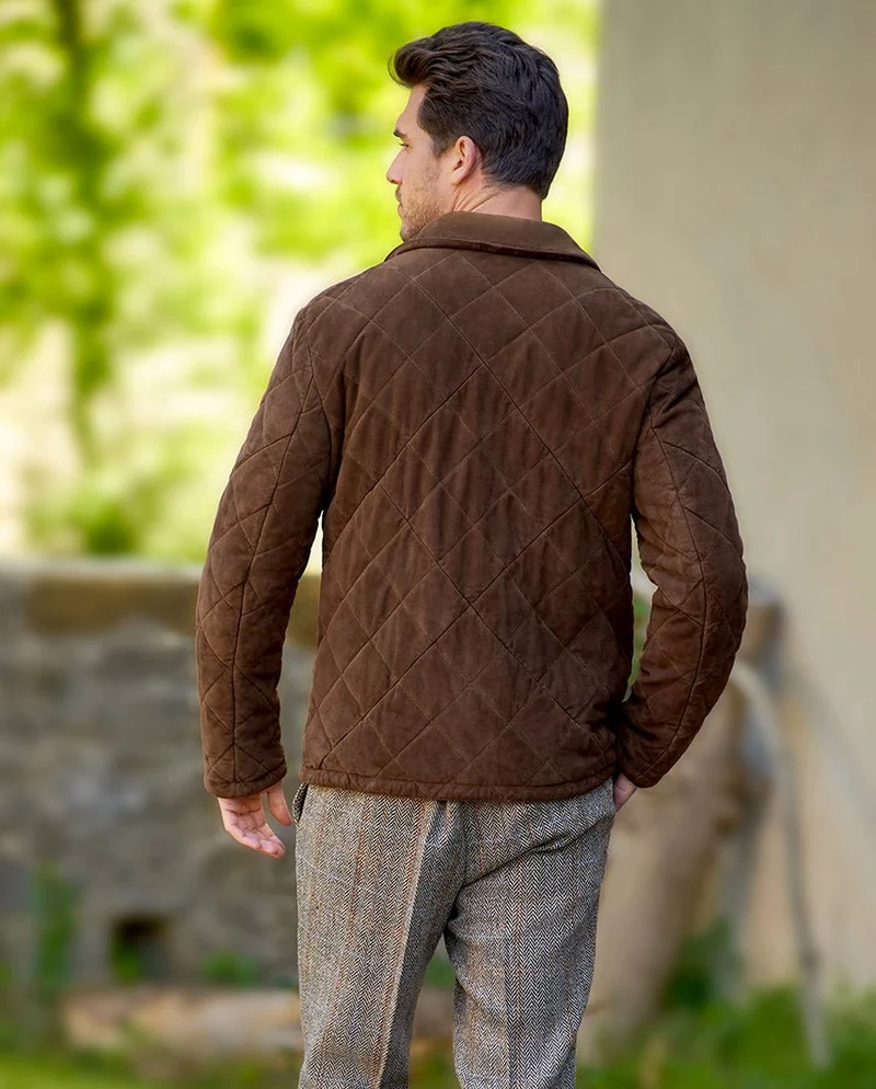 Herren-Lederjacke "Terry" aus echtem Ziegenvelours in Braun