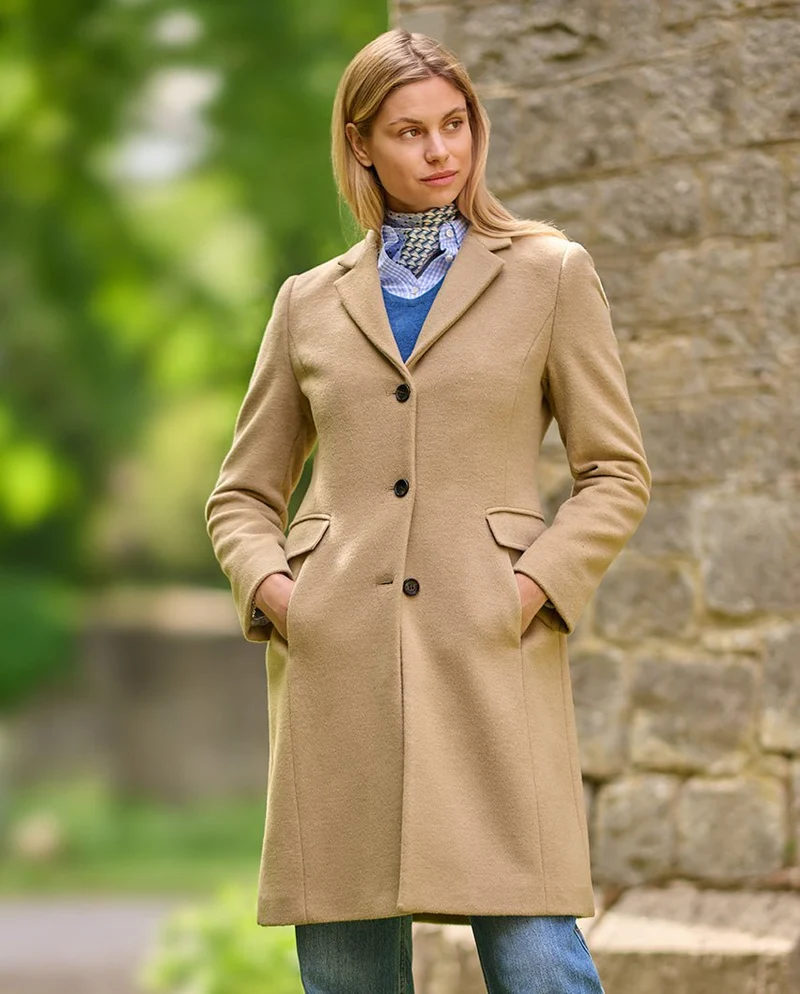 Damenmantel "Emilia" aus Woll-Kaschmirqualität in desert camel
