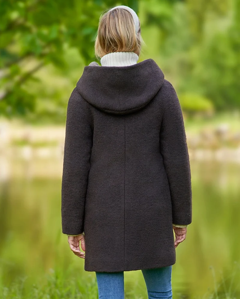 Walkmantel "Sally" mit Kapuze in chocobrown