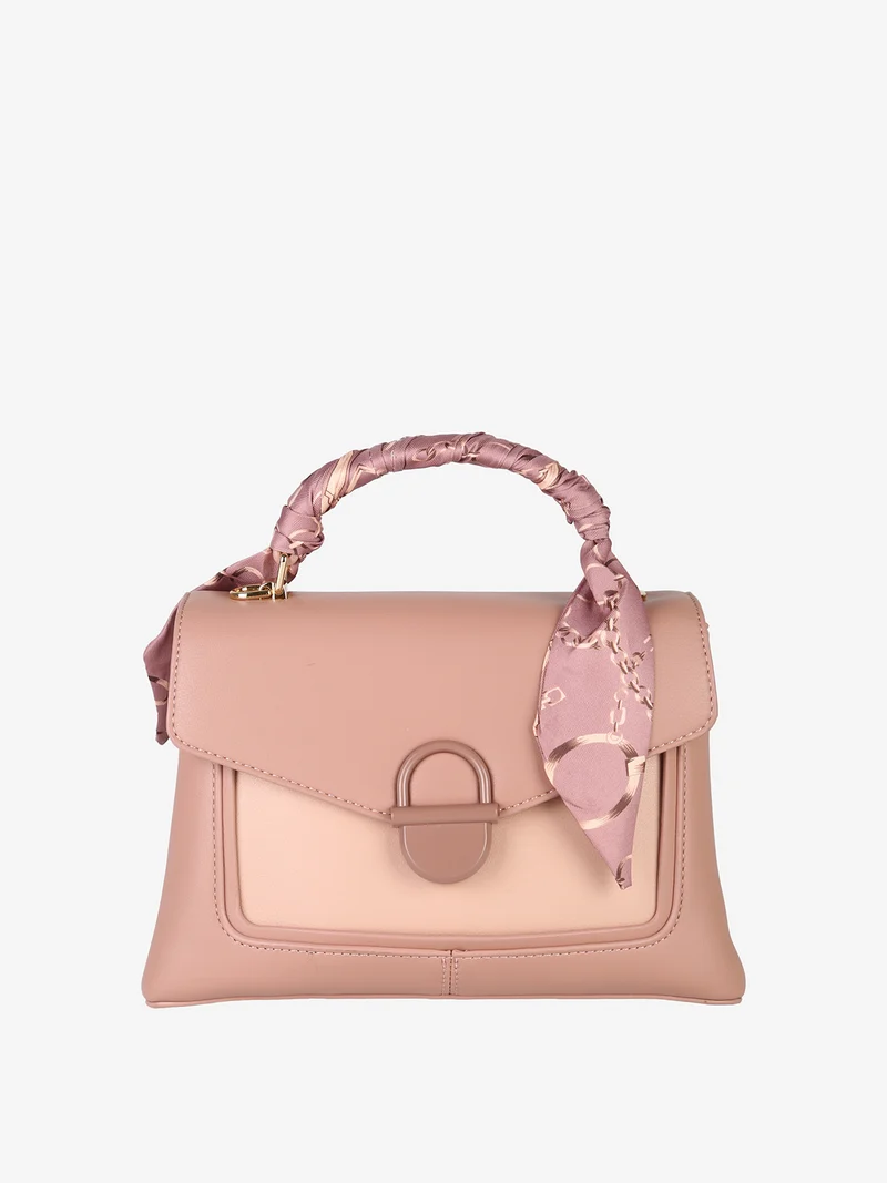 Borsetta a mano da donna con foulard sul manico - rosa