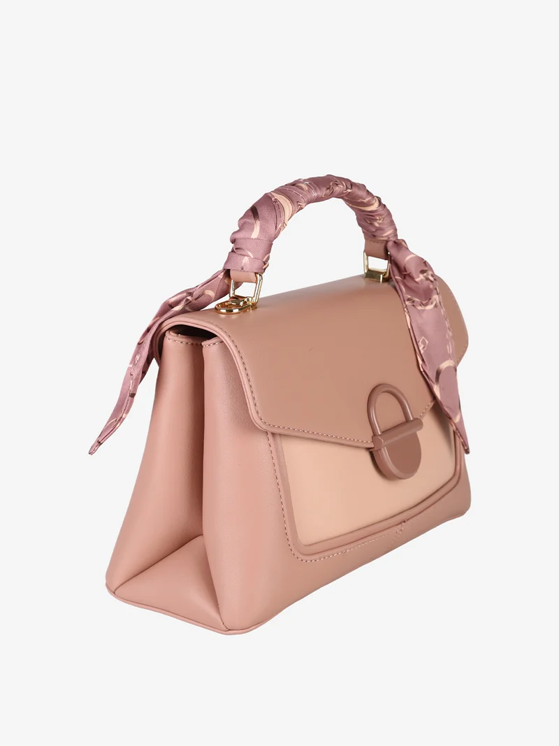 Borsetta a mano da donna con foulard sul manico - rosa