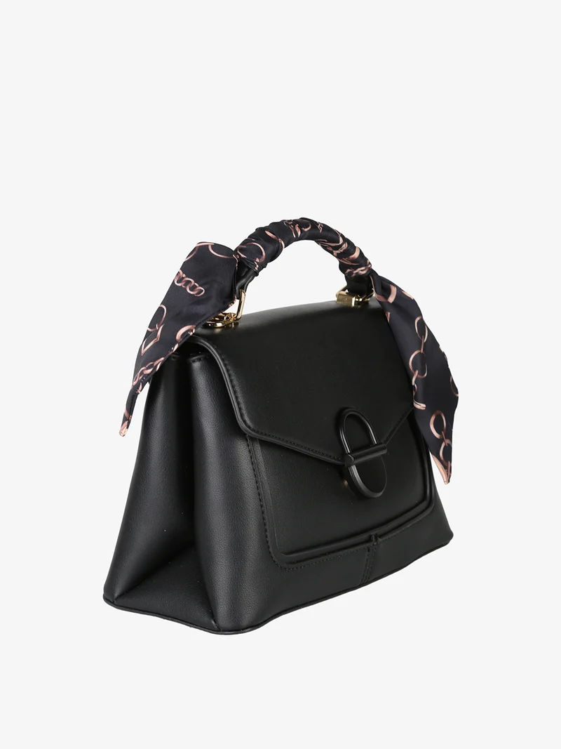 Borsetta a mano da donna con foulard sul manico - nero