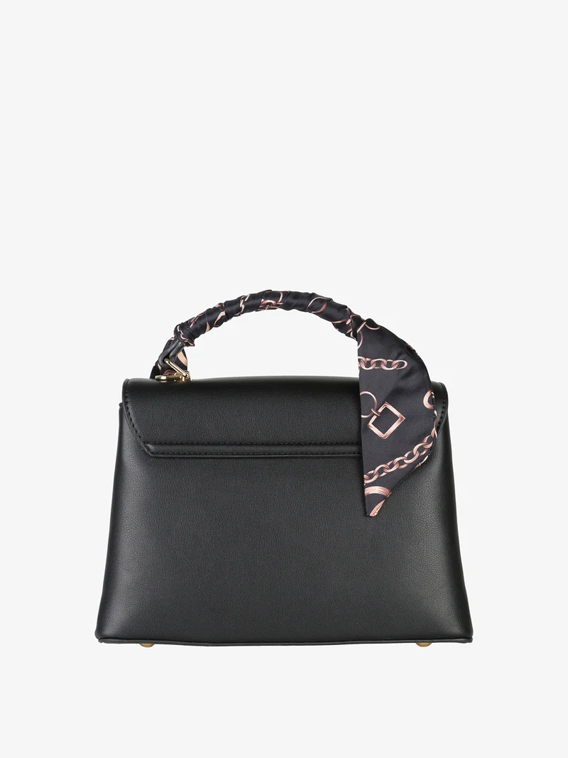 Borsetta a mano da donna con foulard sul manico - nero