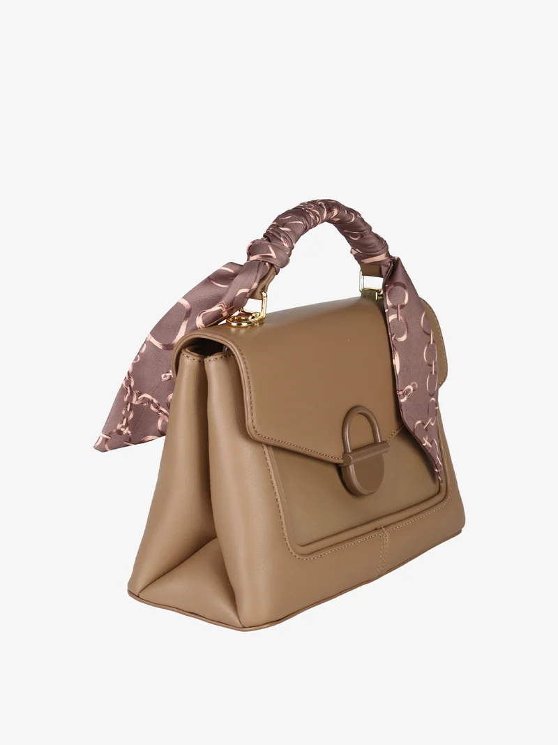 Borsetta a mano da donna con foulard sul manico - khaki