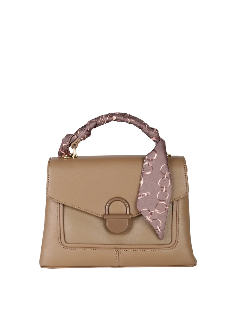 Borsetta a mano da donna con foulard sul manico - khaki