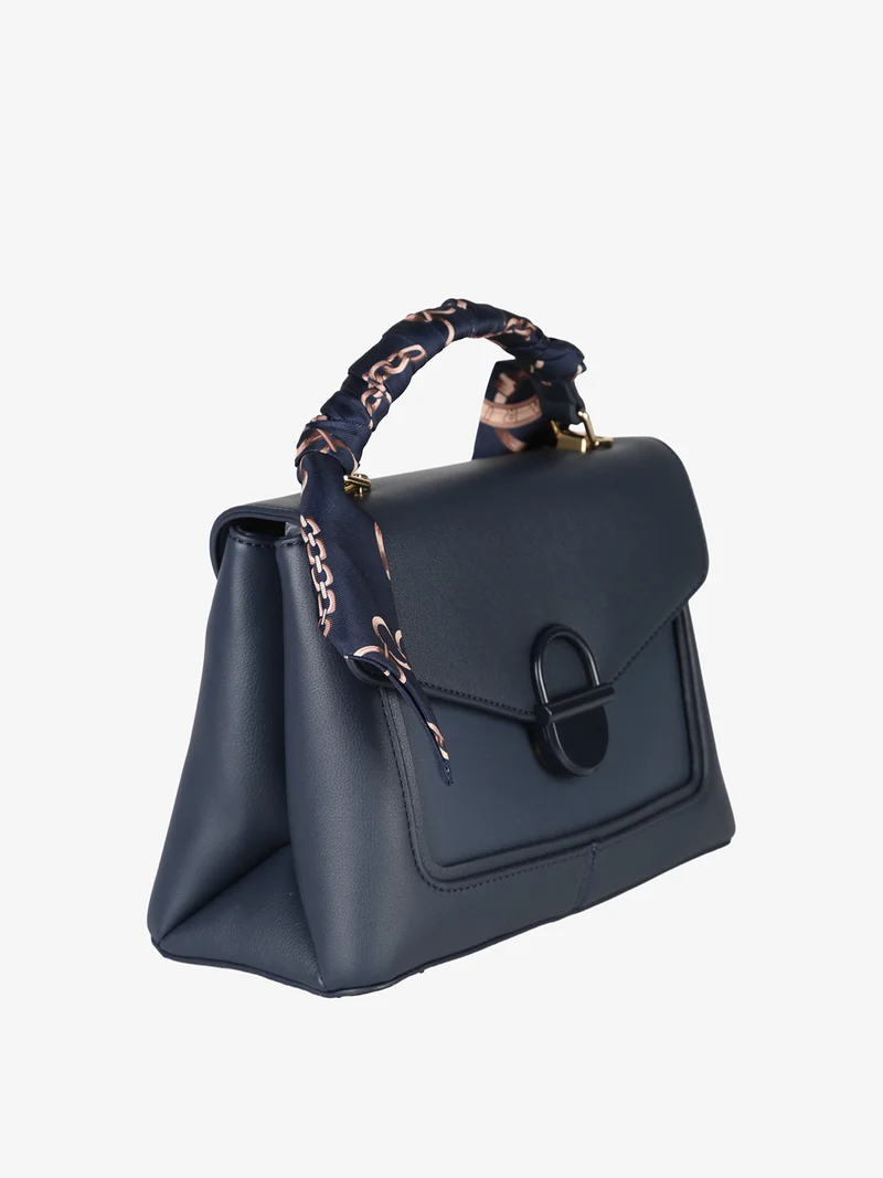 Borsetta a mano da donna con foulard sul manico - blu