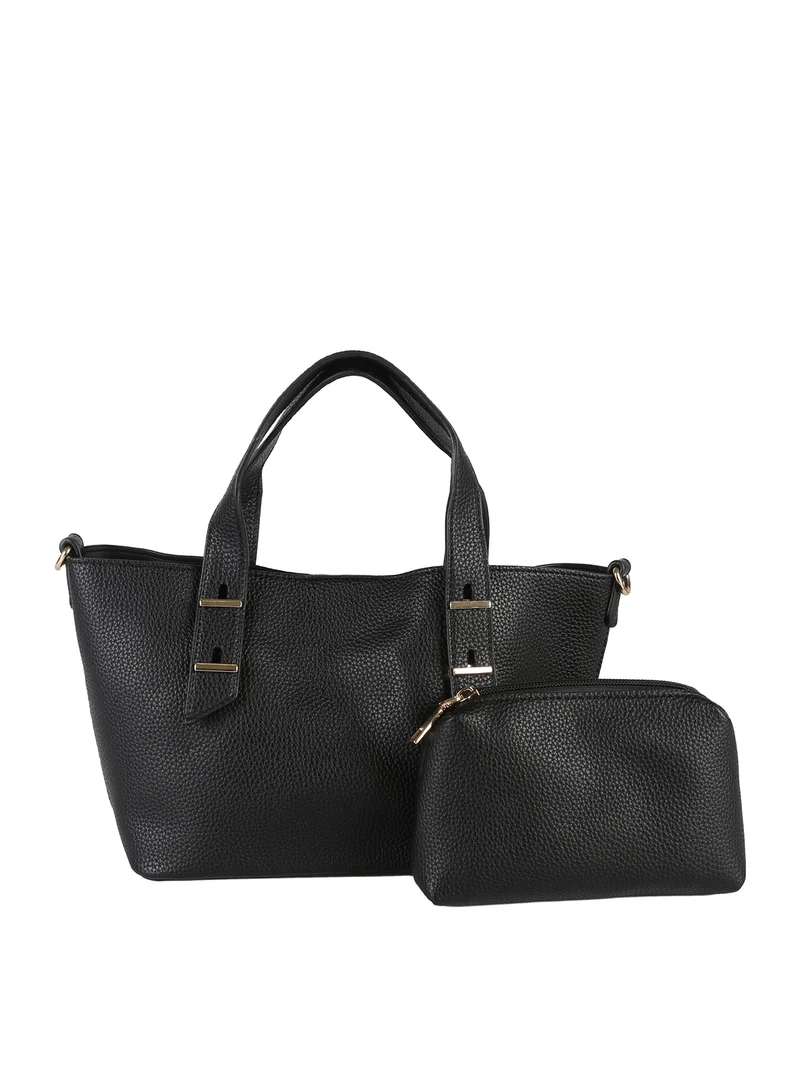 Borsa mini tote da donna con doppi manici - nero