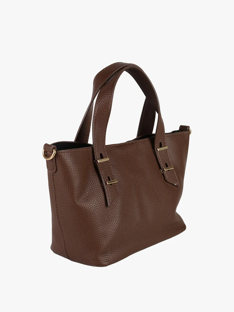 Borsa mini tote da donna con doppi manici - moro