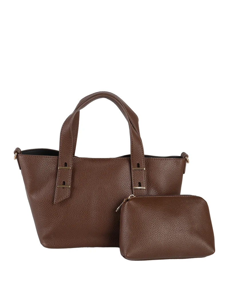 Borsa mini tote da donna con doppi manici - moro