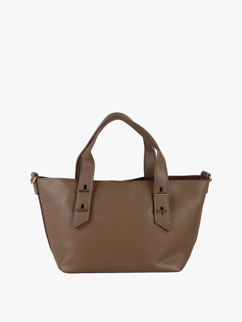 Borsa mini tote da donna con doppi manici - marrone