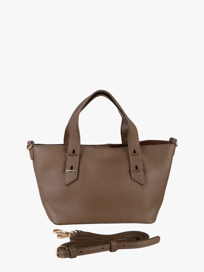 Borsa mini tote da donna con doppi manici - marrone