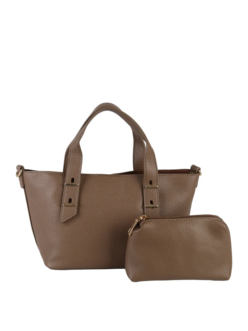 Borsa mini tote da donna con doppi manici - marrone