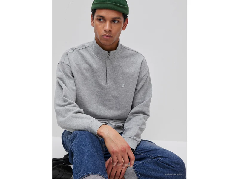 Sweatshirt mit halbem Reißverschluss