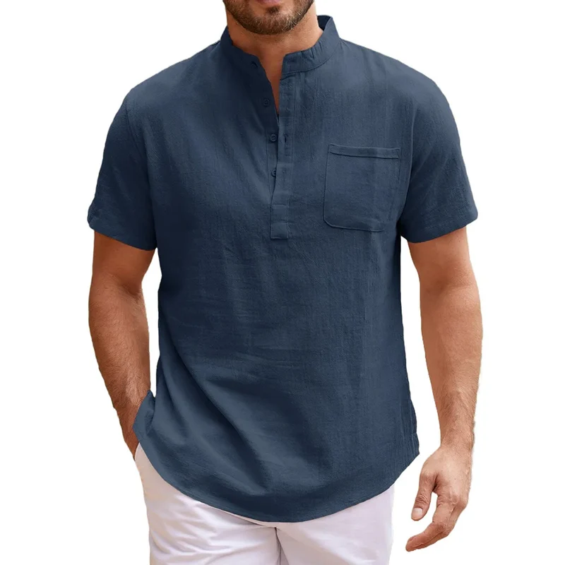 Elegant Linen Henley Shirt