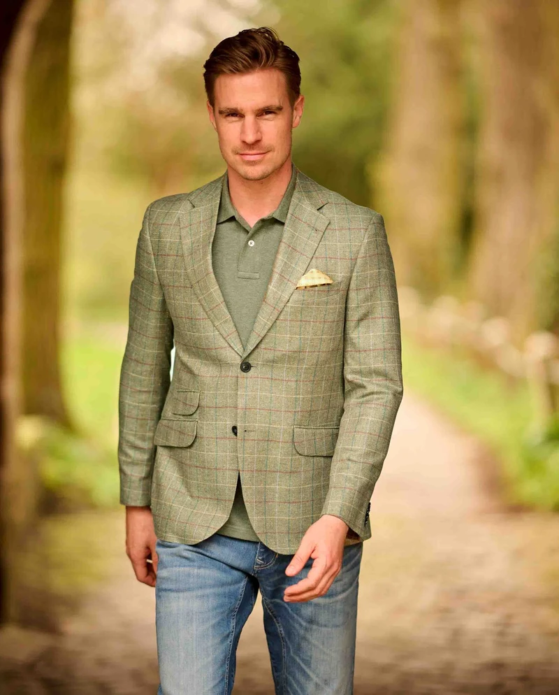 Sommersakko "London" im green check aus Seide