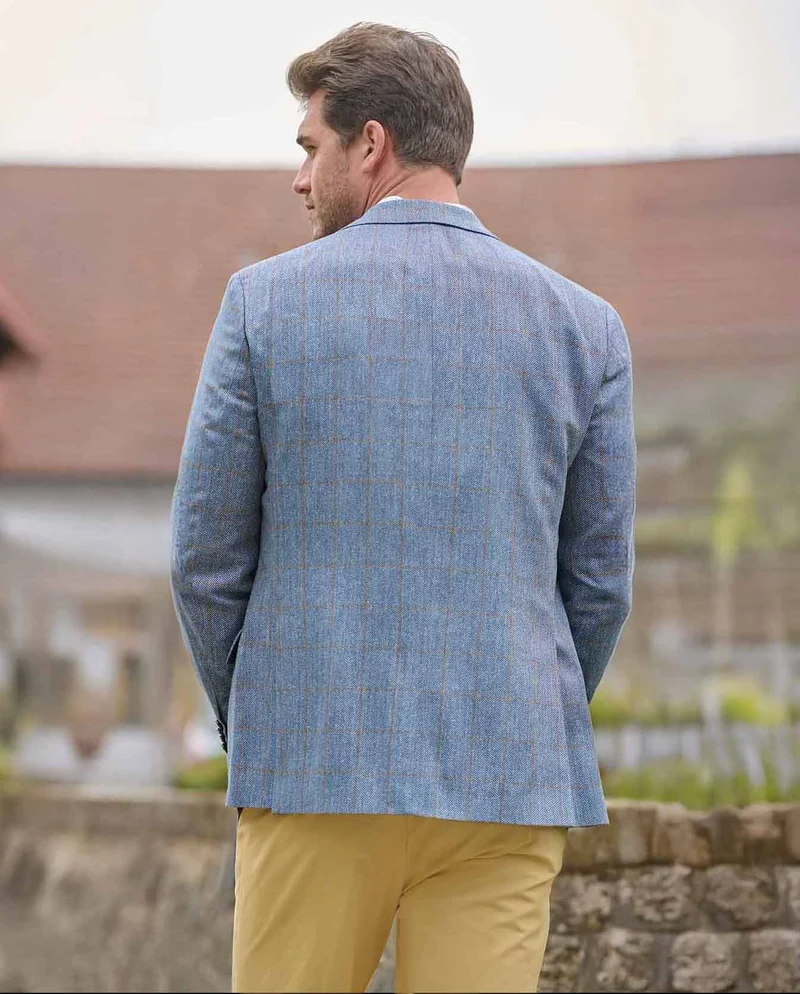 Sommersakko "London" aus Seide in light blue check