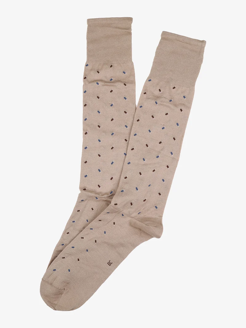 Calze lunghe da uomo in filo di scozia con stampe - beige