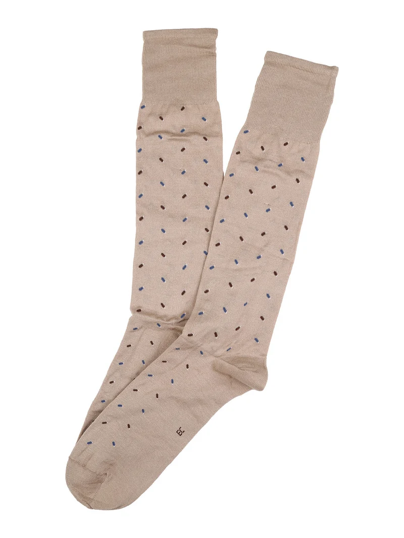 Calze lunghe da uomo in filo di scozia con stampe - beige