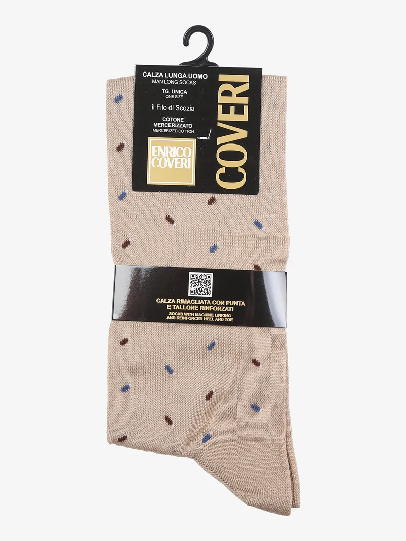 Calze lunghe da uomo in filo di scozia con stampe - beige