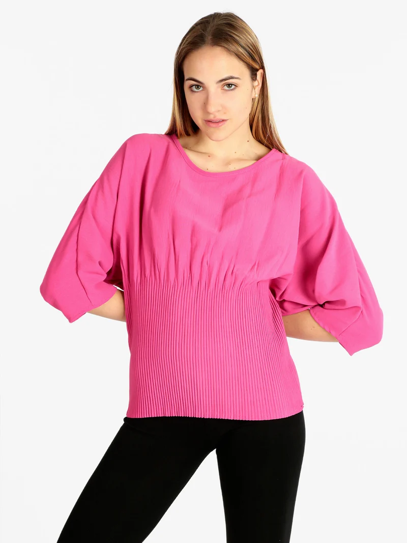 Blusa donna con manica a pipistrello - fucsia