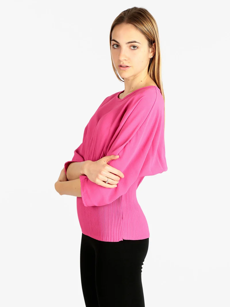 Blusa donna con manica a pipistrello - fucsia