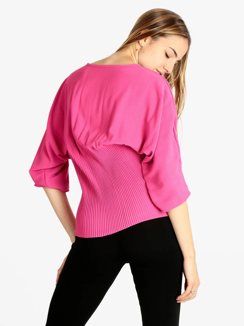Blusa donna con manica a pipistrello - fucsia