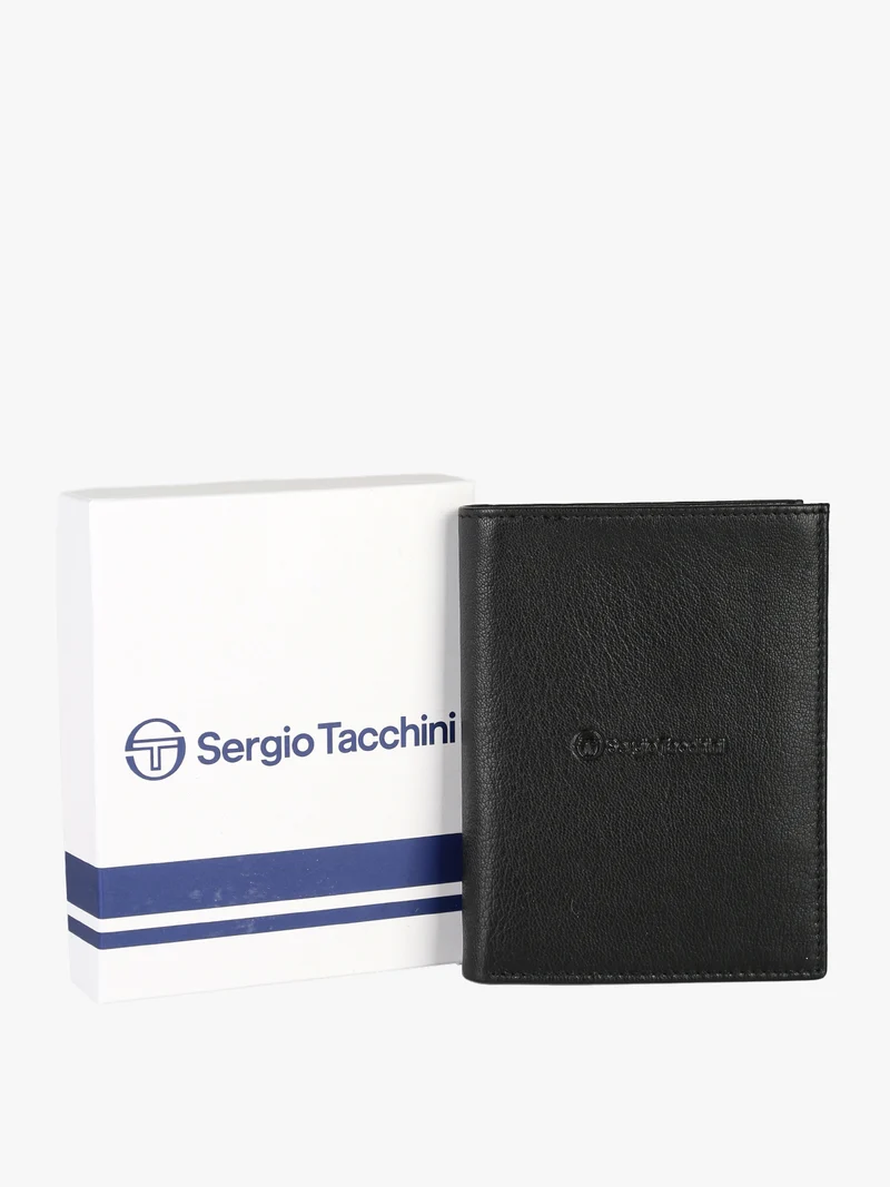 Portafoglio in pelle da uomo a libro - nero