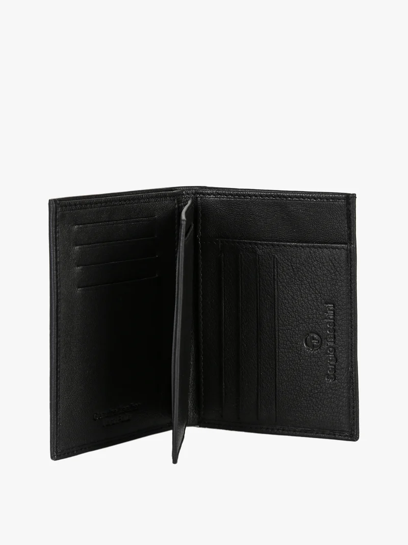 Portafoglio in pelle da uomo a libro - nero