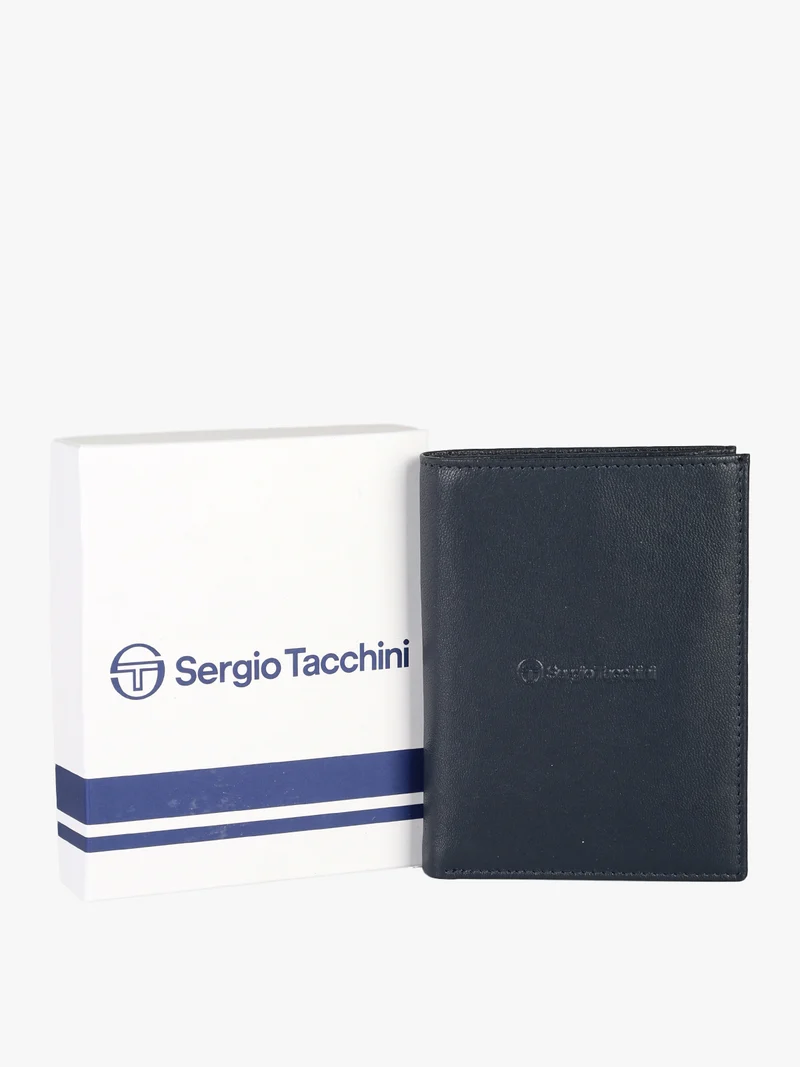 Portafoglio in pelle da uomo a libro - blu scuro