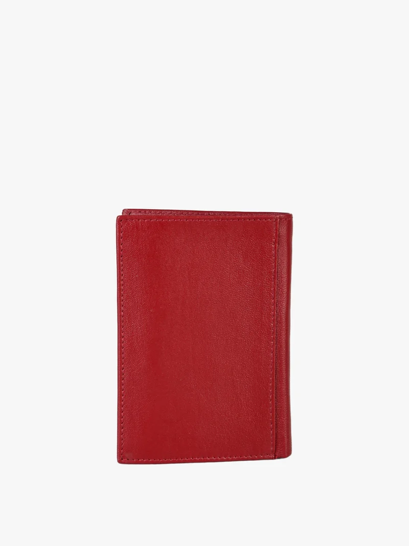 Portafoglio in pelle da uomo a libro con logo - bordeaux