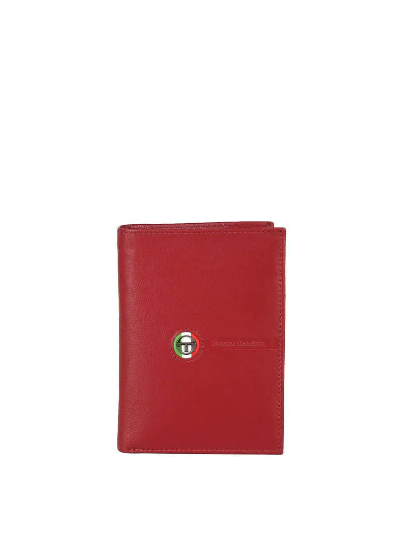 Portafoglio in pelle da uomo a libro con logo - bordeaux