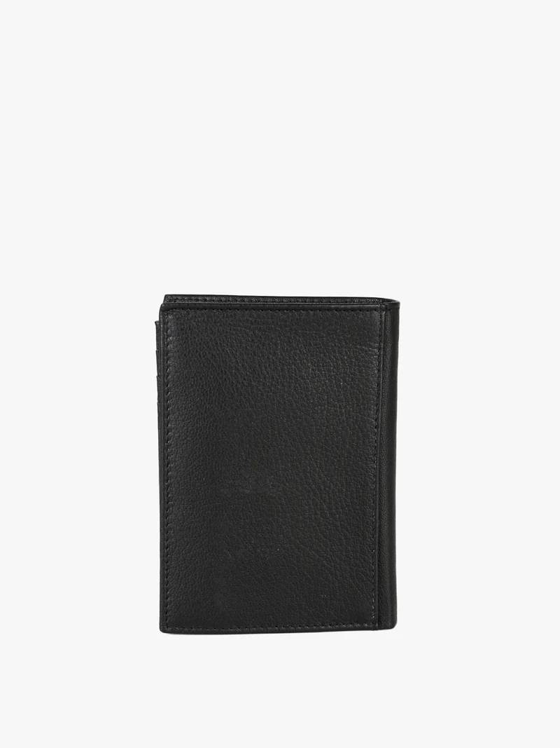 Portafoglio in pelle da uomo a libro con logo - nero