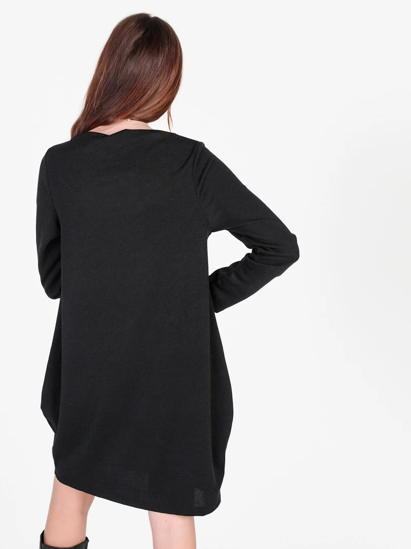 Abito donna a maniche lunghe con scollo a barca - nero