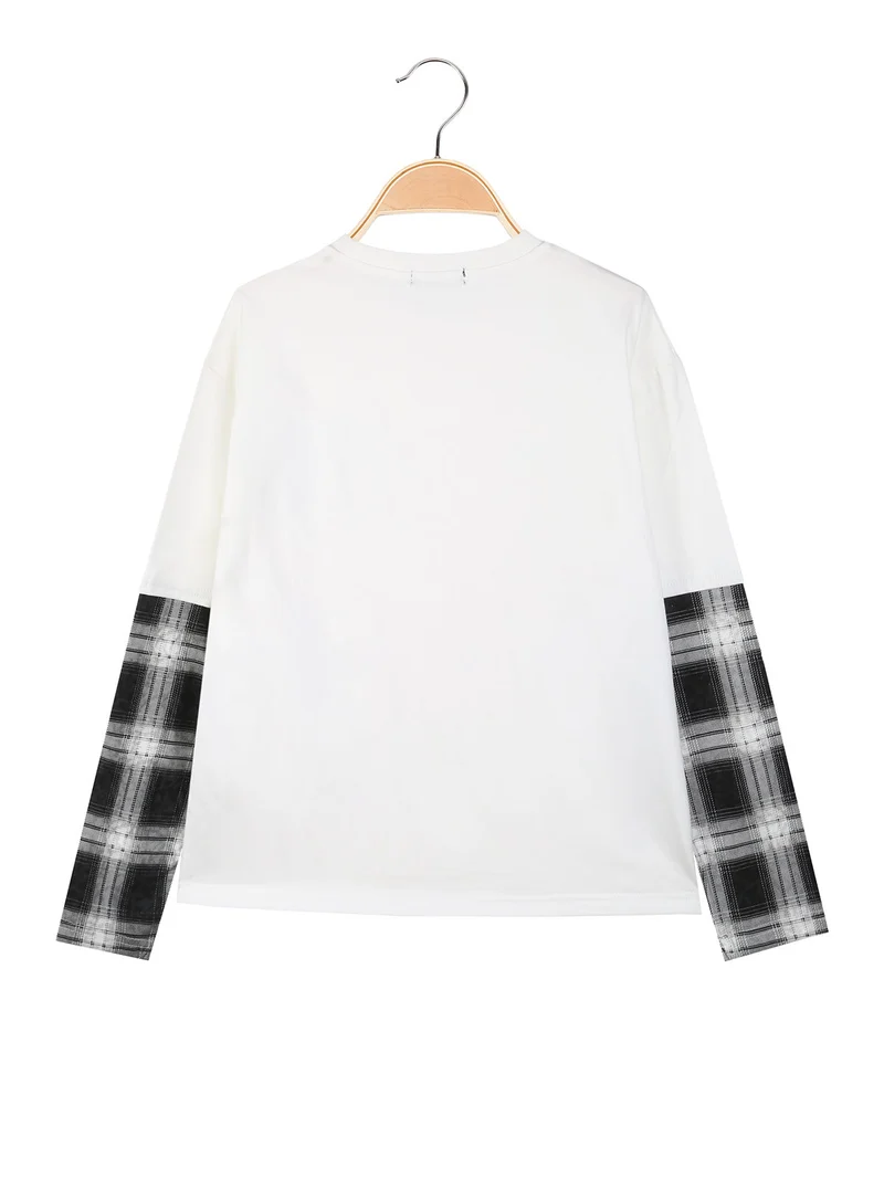T-shirt da bambino a maniche lunghe in cotone - bianco