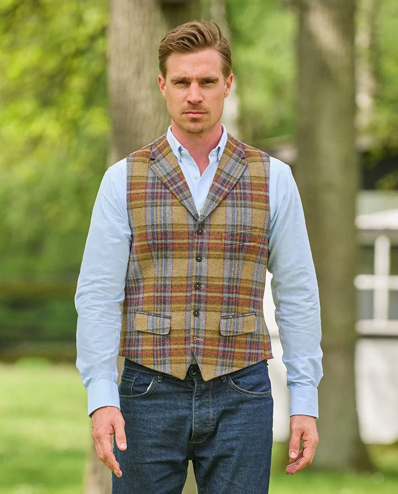 Magee Tweed Weste "Wales" in multicolor Check