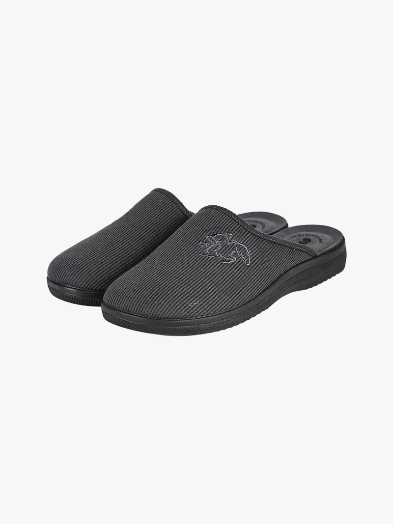 Pantofole uomo in tessuto a coste - grigio scuro