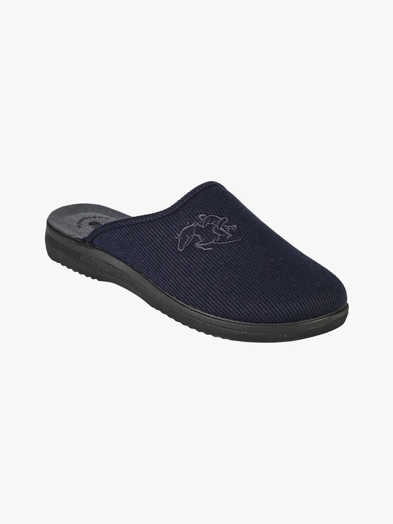 Pantofole uomo in tessuto a coste - blu scuro