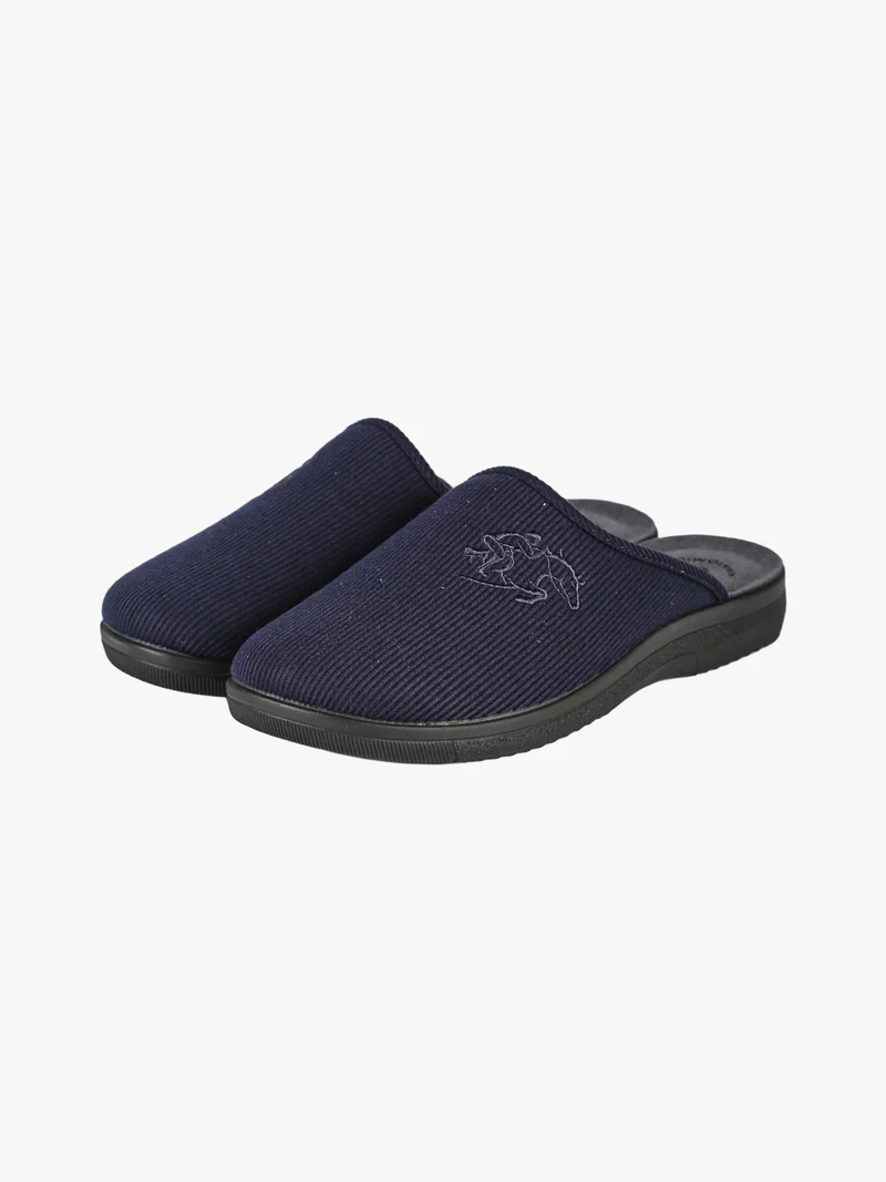 Pantofole uomo in tessuto a coste - blu scuro