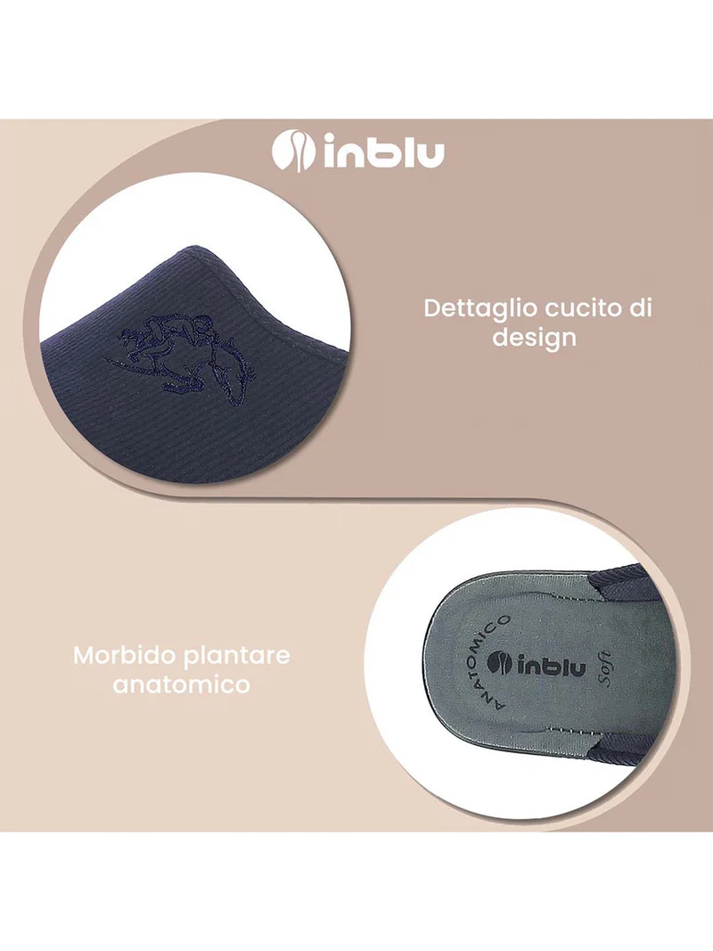 Pantofole uomo in tessuto a coste - blu scuro