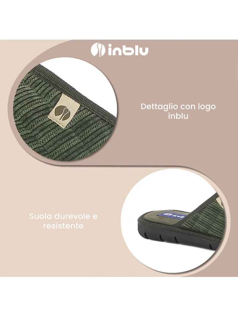 Pantofole uomo in tessuto tinta unita - militare