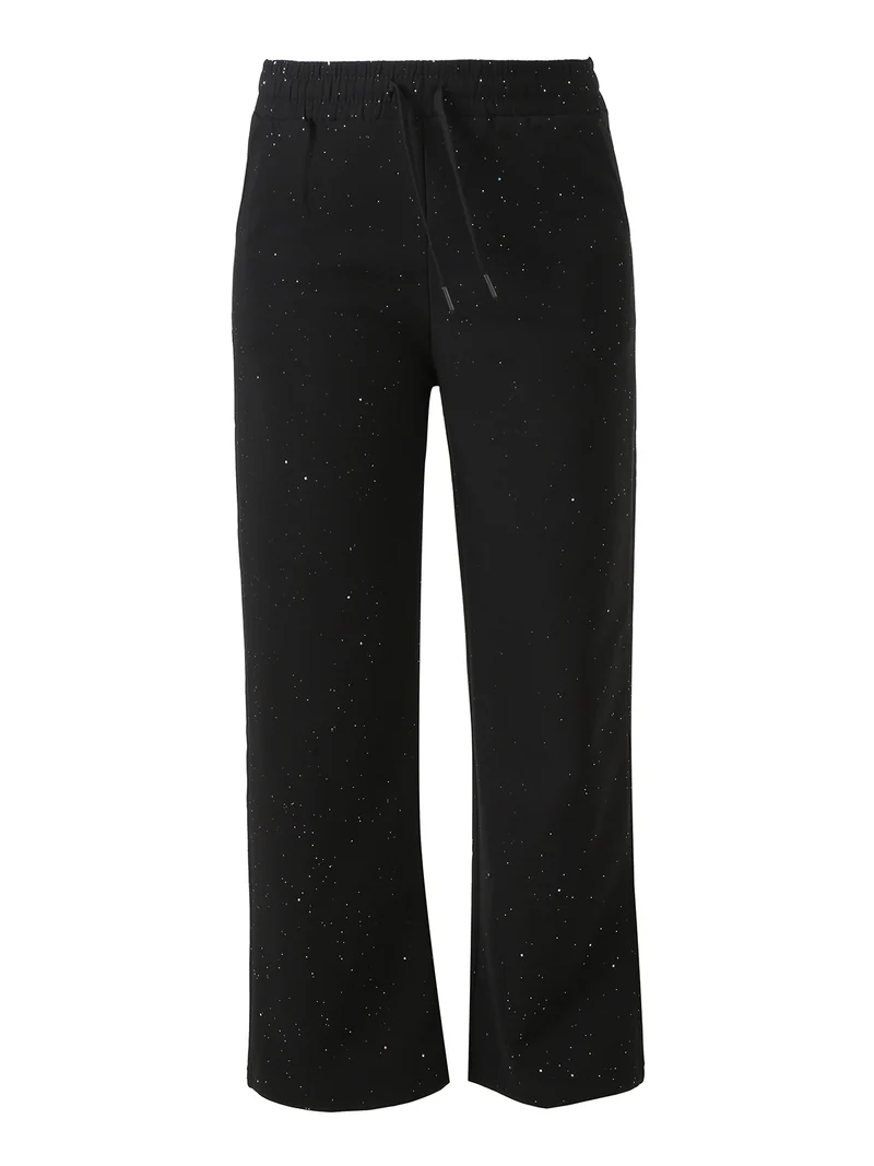 Pantaloni donna con dettagli brillanti e interno felpato - nero