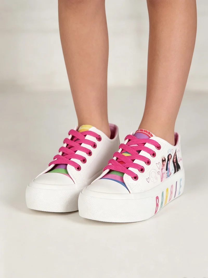 Sneakers da bambina con zeppa - bianco