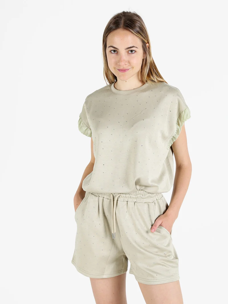 T-shirt donna con strass - verde chiaro