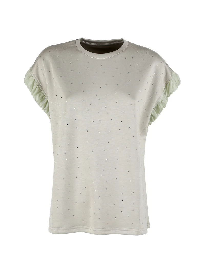T-shirt donna con strass - verde chiaro
