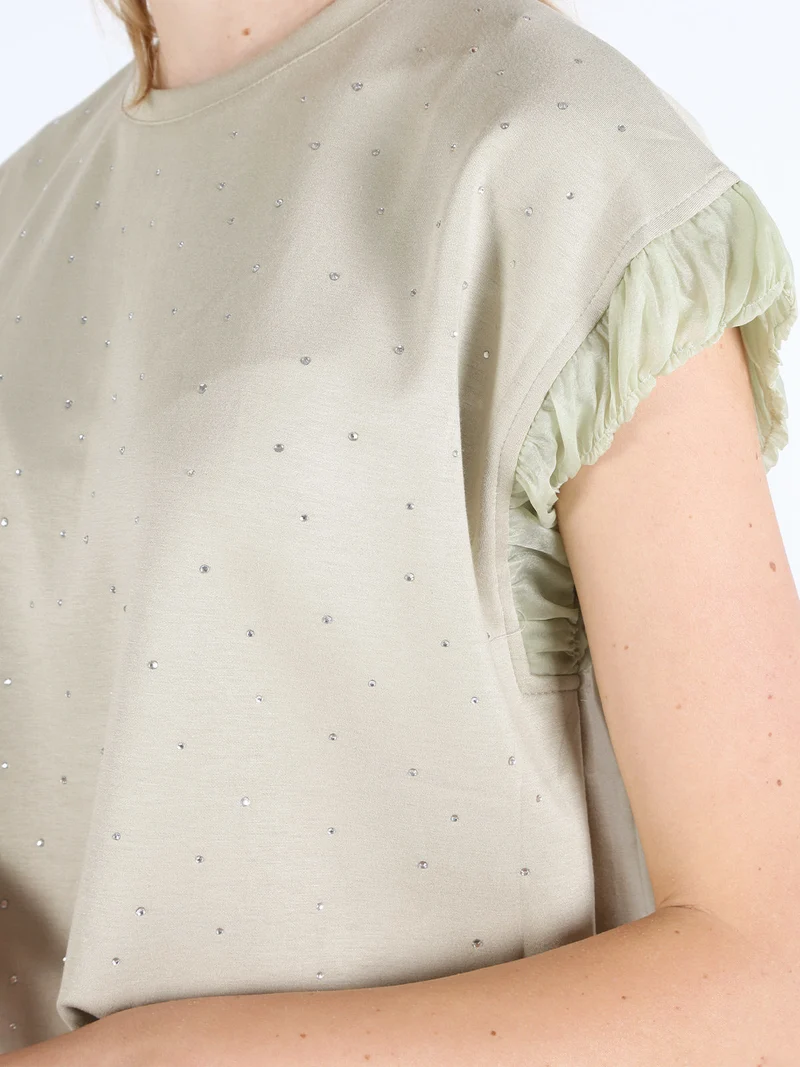 T-shirt donna con strass - verde chiaro