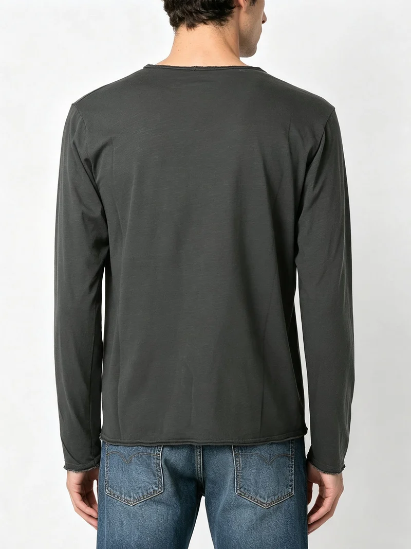 T-shirt da uomo a maniche lunghe in cotone - grigio scuro
